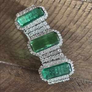Emerald Green and Silver Women's Bracelet